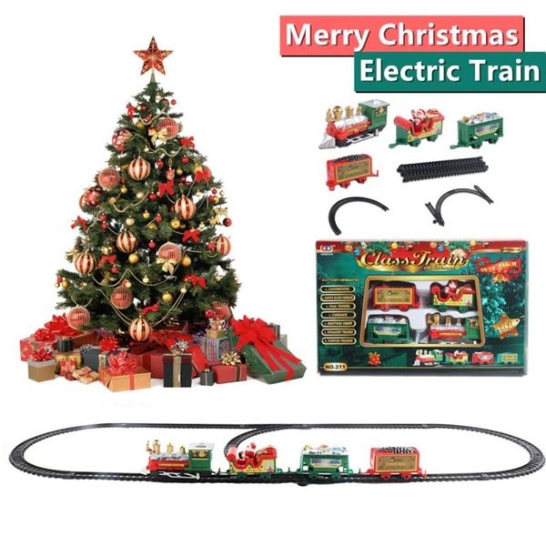 Weihnachtsdekorationen Weihnachten Elektrische Eisenbahn Spielzeug Eisenbahn Auto Mini Eisenbahn Gleisrahmen mit Sound Licht Weihnachtsbaum Dekore Kind Spielzeug Jahr Weihnachtsgeschenk 220921