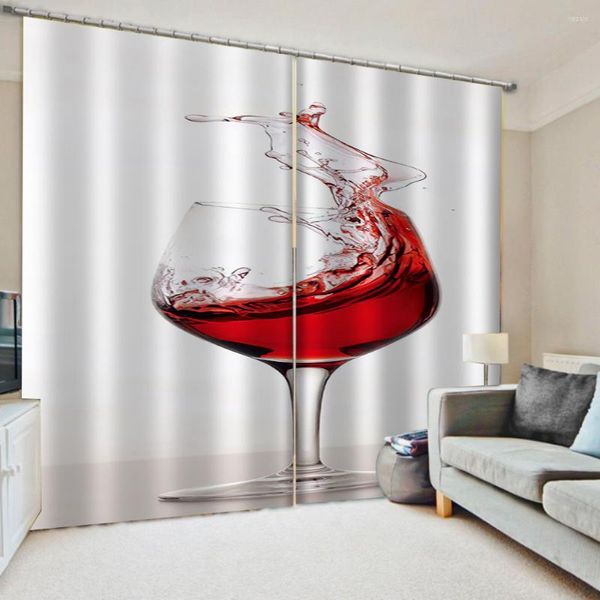 Cortina Modern Luxury Rely Wine 3D Room de estar Cortinas cortinas Decoração de Blackout para El Home