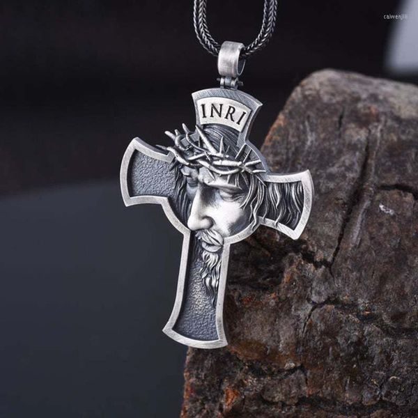 Colares pendentes YWSHK Cristianismo de moda retro Jesus cruzar o crucifixo de aço inoxidável masculino jóias de colar de corrente ortodoxa oriental