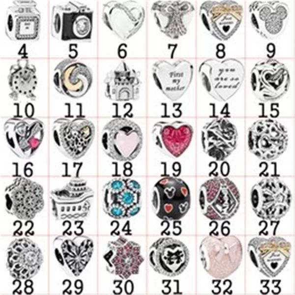 Novo popular 925 Sterling Silver Ring Gem Charm Bead Pandora pendente DIY Bracelet Moda Mulheres Original J￳ias Presente de anivers￡rio personalizado