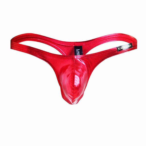 Roupas de banho masculinas de cor brilhante masculina de banho de banho pu de couro de couro de roupa íntima sexy homo swim tanga tanga swimsuit string pornô quente biquíni banheira de banho j220913