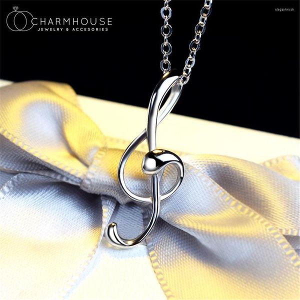 Подвесные ожерелья чистый серебряный шарм для женщин Музыкальная нота ожерелье Коллиер Фамм Модные ювелирные аксессуары био