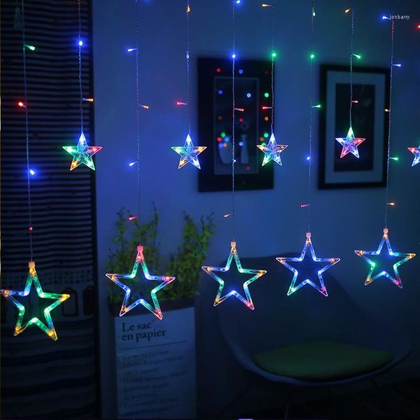 Strings 2,5m Star Moon LED Curta Luz Luz Icicle Decoração de Natal para Casamento em casa Holida de fada Fairy Iluminação de fadas Navidad Decor