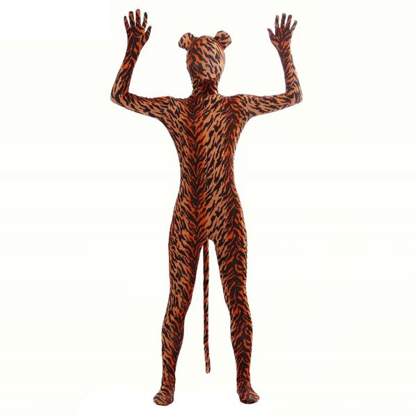 Lycar Spandex unisex Catsuit Costumes Leopard Costume Animal Zentai Full Body Cosplay tuta maschera intera con orecchie e coda