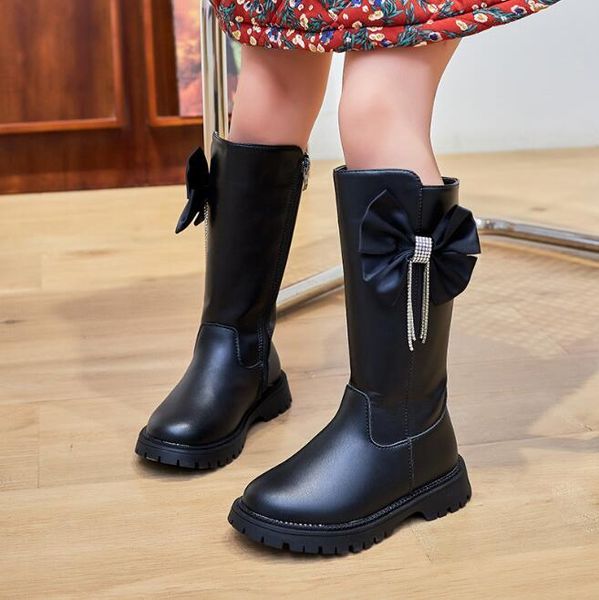 Stiefel Kinder Warme Winterschuhe Mädchen Schwarz Weiß Hoch Für Kinder Prinzessin Mode Schnee 220921