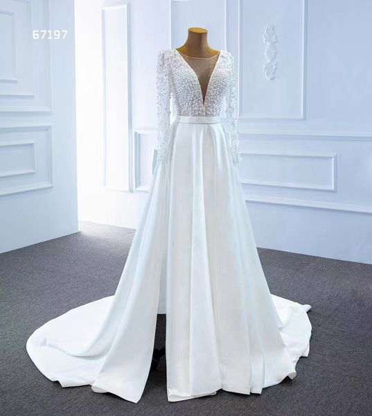 Eleganti abiti da sposa tessuti in rilievo e paillettes abiti da sposa SM67197