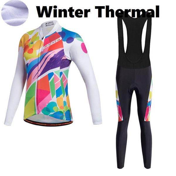 2024 Pro Women Doodles Winter Cycling Jersey Set Mountaive Mountaive Bike Cloding Clothing Heathable MTB -велосипедная одежда носит костюм B17