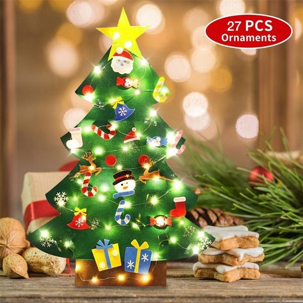 Decorazioni natalizie per bambini Fai da te Albero di Natale in feltro con ornamenti 26 pezzi Decorazioni di buon Natale Bambini Regali Navidad Anno Casa Mall Deco 220921