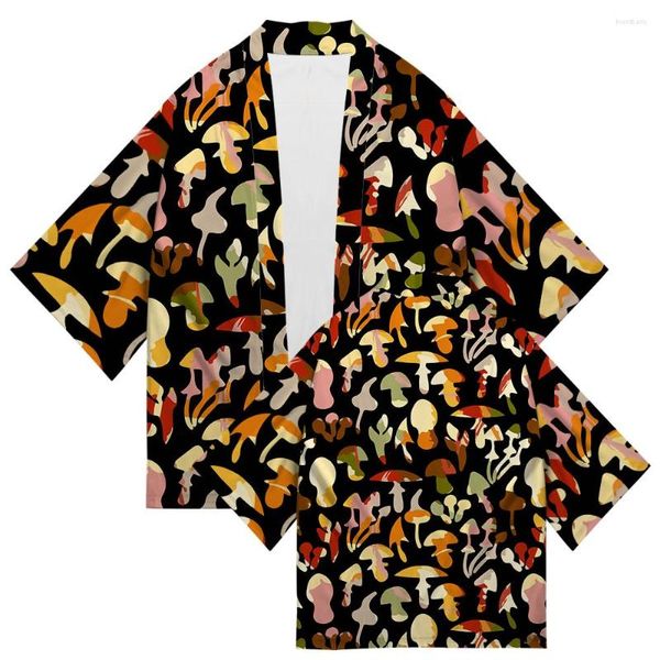 Camicie casual da uomo Plus Size Stampa funghi 2022 Summer Chic Cardigan streetwear giapponese allentato Donna Uomo Harajuku Kimono Cosplay Top