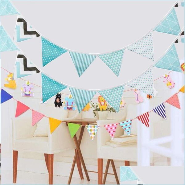 Partydekoration 33 Stile 3,2 m Mode Baumwollstoff Bunting Wimpel Flaggen Banner Girlande Vintage Baby Geburtstag Festival Verpackung2010 Dh31I