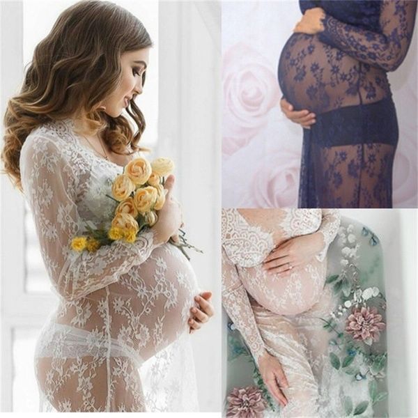 Umstandskleider für Fotoshootings, Schwangerschafts-Spitzenkleid, Fotografie-Requisiten, sexy Langarm-Maxi-Umstandskleid, Vestidos 20220921 E3