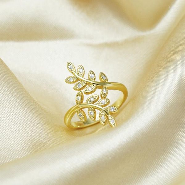 Обручальные кольца yunkingdom Least Leaf Promise Cubic Циркон Кольцо для женщин для женщин золотой цвет нежный украшения без размера