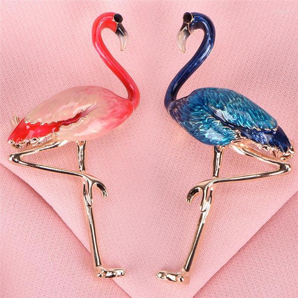 Broschen, niedlicher Emaille-Flamingo, Unisex, für Damen und Herren, Brosche, Anstecknadel, Vogel, Tierbroschen, modisches Kleid, Mantel-Accessoires