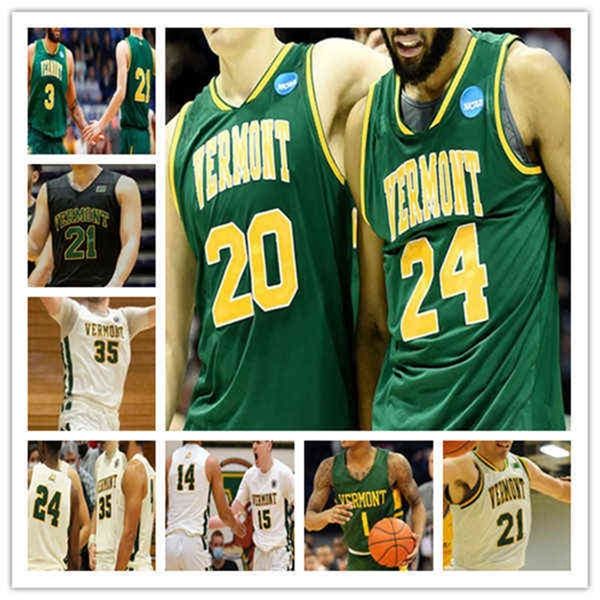 WSKT носит Custom NCAA Vermont Catamounts UVM Баскетбольный колледж Джерси Бен Шунгу Райан Дэвис Исаия Пауэлл Джастин Маззалла Финн Салливан Робин Д.