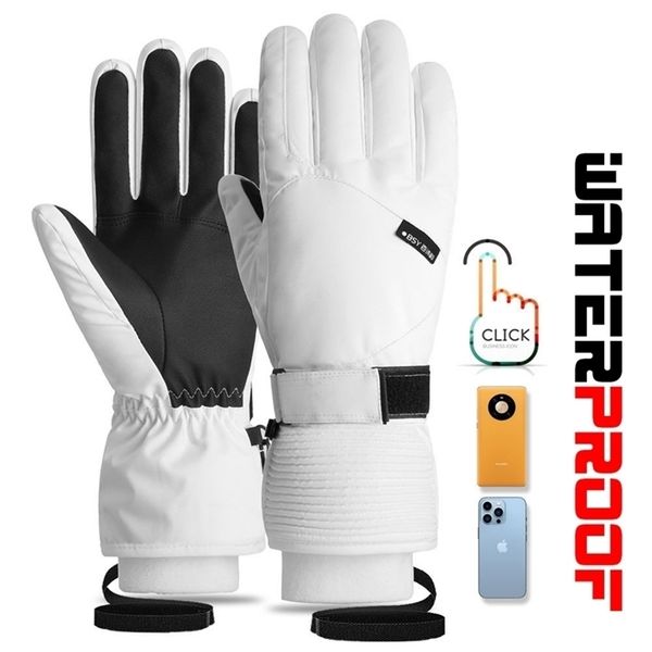 Fünf Finger Handschuhe Männer Frauen Ski Handschuhe Winter Warm Winddicht Wasserdicht TouchScreen Fleece Rutschfeste Snowboard Schneemobil Radfahren Skifahren Handschuhe 220921