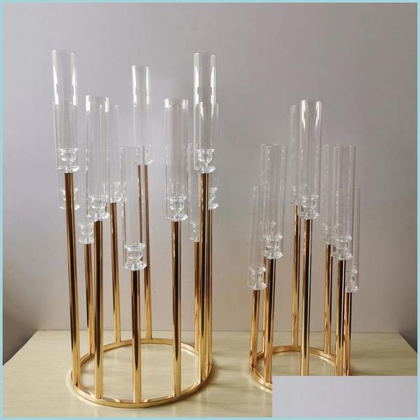 Украшение вечеринки 2PCS Металлические подсвечники Candelabr