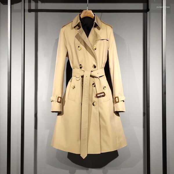 Женские траншеи Coats 2022 Весна и осенняя женская двухбортная пальто сплошное цвет повседневная свободная мода на мысе