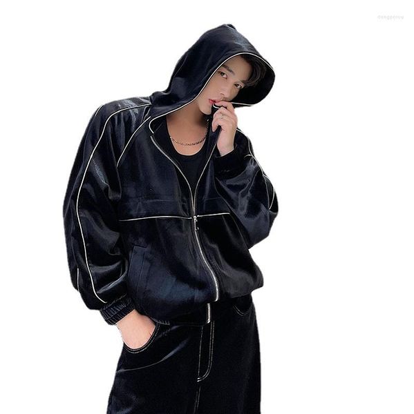 Männer Hoodies Unisex Mode Samt Lose Beiläufige Mit Kapuze Sweatshirt Jacke Mantel Für Männer Frauen Streetwearst Vintage Sport Trainingsanzug Hoodie