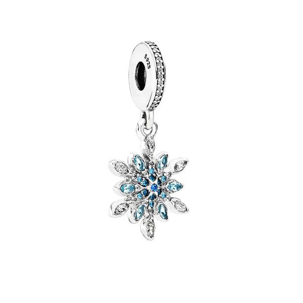 Charme pendente de floco de neve espumante Charme autêntico colar de pulseira de prata esterlina Fazendo encantos da caixa original para acessórios de jóias para mulheres da pandora