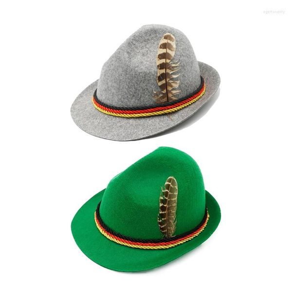 Boinas alemãs Oktoberfest Men Women Wool Felt Hat Misfarade Cosplay Props Headwear com adultos para adultos para adultos