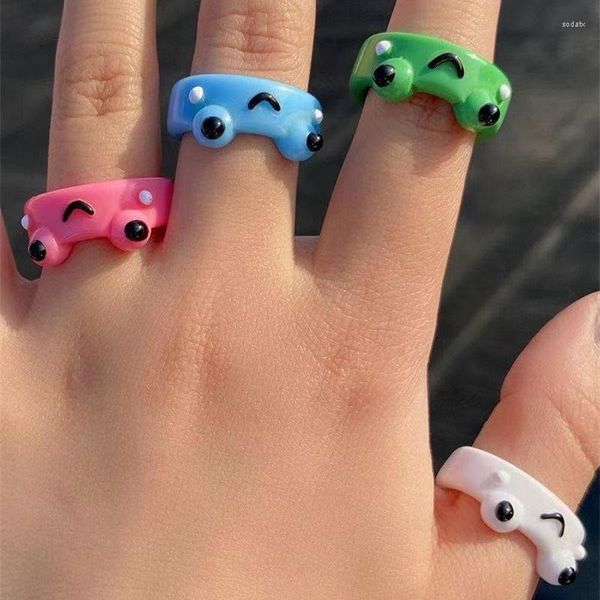 Anelli a grappolo Simpatico animale adorabile Stile cartone animato Anello Rana Resina Uomo Donna Festa Banchetto Gioielli Regalo di anniversario