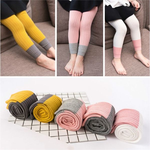 1-8T Leggings per ragazze Pantaloni patchwork Neonata Pantaloni colorati Autunno Inverno Leggings in maglia di cotone Carino Collant casual 20220921 E3