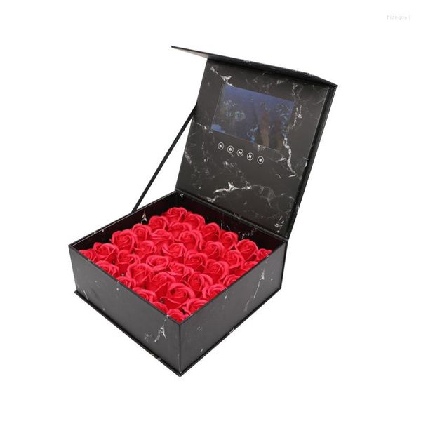 Confezioni regalo Opuscolo di lusso personalizzato Confezione da 7 pollici con schermo di carta Video Display Lcd Fioriera per pubblicità e regali Articoli per feste