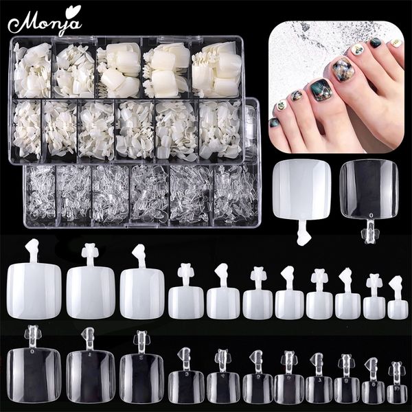 Faux Ongles Monja 550PcsBox Faux Ongles D'orteil Couverture Complète Pied Ongles Conseils Acrylique Clair Naturel Faux Ongles Gel UV Extension Manucure Outils 220921