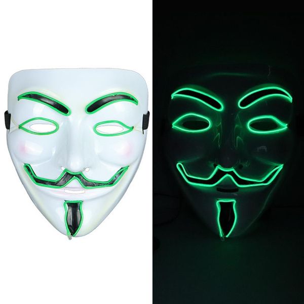 V Mask Glowing Led Rave Toy Luce fredda Halloween Horror Trucco Tema Freak Mask Face Masquerade Party