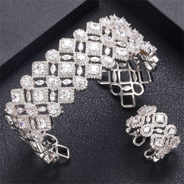 Altri set di gioielli jankelly lusso unico africano braccialetto anello set set di gioielli per le donne matrimonio zircone cubico cristallo CZ Dubai set di gioielli da sposa 220921