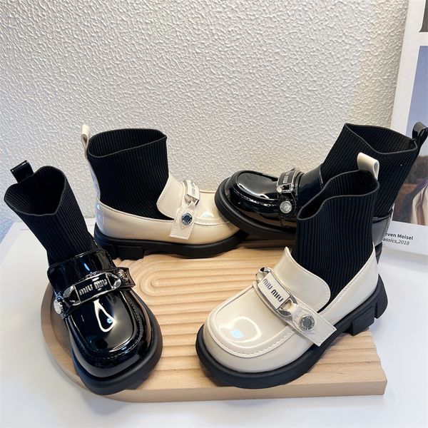 Stiefel Pearl Mädchen fliegende gewebte Sockenschuhe elastische Kinderstiefel im Herbst 4 15 Jahre alt Super weich und bequem 220921