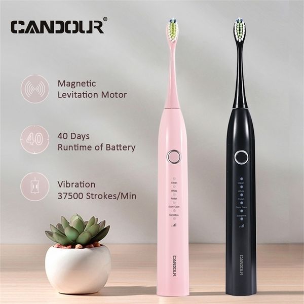 Escova de dentes Candor CD5166 Sonic Toothbrush Adult Automatic Electric Rechargable com 8 cabeças Substituição IPX8 Brush dente 220921