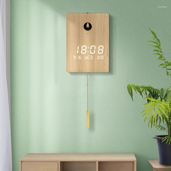 Relógios de parede de madeira grande relógio de design moderno design 3d cuckoo pêndulo mecanismo de cozinha decoração de casa decoração de casa recaro de pared presente