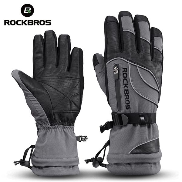 Luvas de cinco dedos ROCKBROS Luvas de ciclismo de inverno de 40 graus térmicas impermeáveis à prova de vento MTB luvas de bicicleta para esquiar caminhadas snowmobile motocicleta 220921