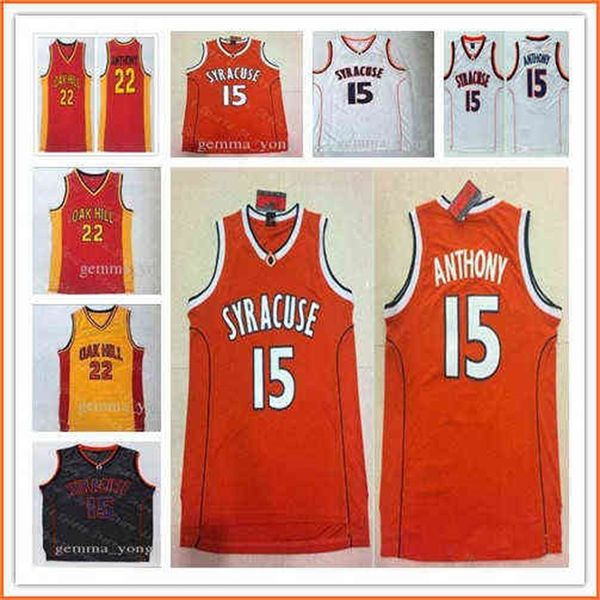 WSKT носит модные дешевые мужчины Syracuse Orange NCAA, сшитый баскетбол в колледже 15 Кармело Энтони Оук Хилл Шево