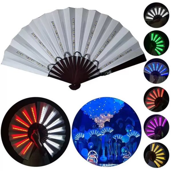 Светящий складной вентилятор с вентилятором Play Fan Clastraful Hand Hond Abanico Led Fan Fan Dance Glow в темном вечернем аксессуаре 6 Colors 921