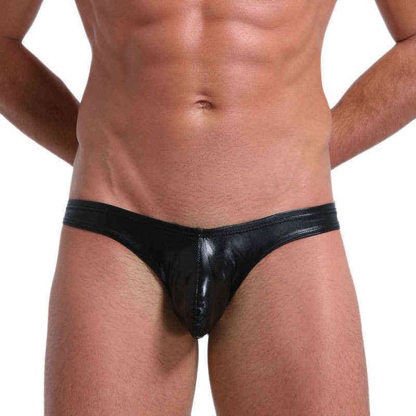 Costumi da bagno da uomo Bright Pu Leather Slip da bagno da uomo Bikini sexy Costumi da bagno Intimo Costume da bagno gay Hot Porn Costume da bagno Nuoto perizoma corto 2022 J220913