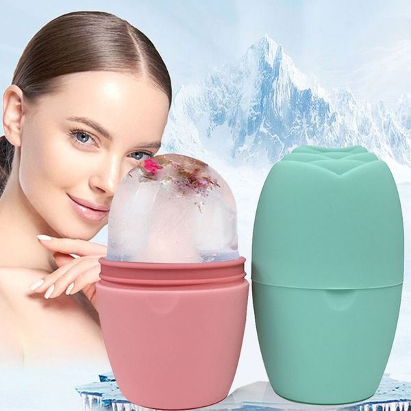 Rolo de gelo de silicone para face iMassage Cubs Bandejas Globo Bolas de gelo Face Roller facial de massager Reduce a acne