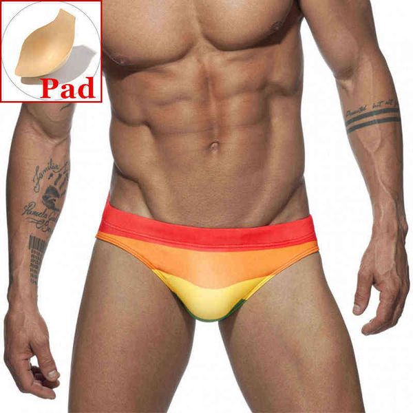 Herren-Bademode, Regenbogen-Bademode, Herren-Badehose, Push-Up-Badehose für Herren, Badeanzug, Strand, sexy, schwuler Bikini, kurze Desmiit-Bademode, J220913