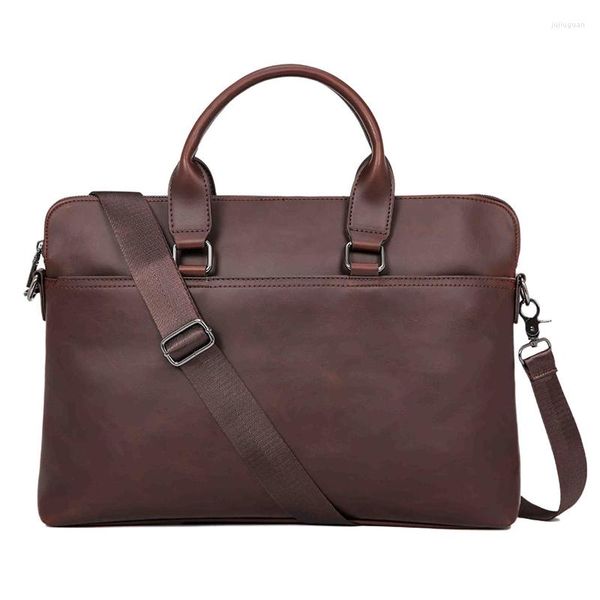 Aktentaschen Leder Aktentasche Koreanische Schulter Messenger Tasche Retro Diagonal Büro Männer Handtasche Casual Bolso Hombre Business Reisetaschen