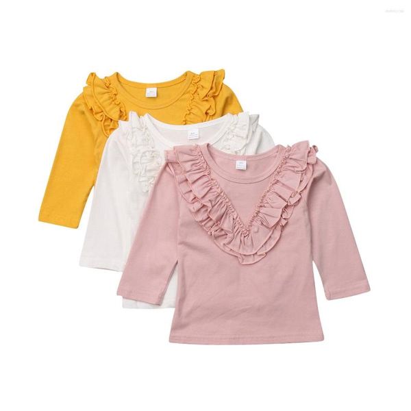 Camisas Brand Kids Baby Girl Girl Vintage Ruffled Collar Algodão Manga Lonja Tamas Tirina