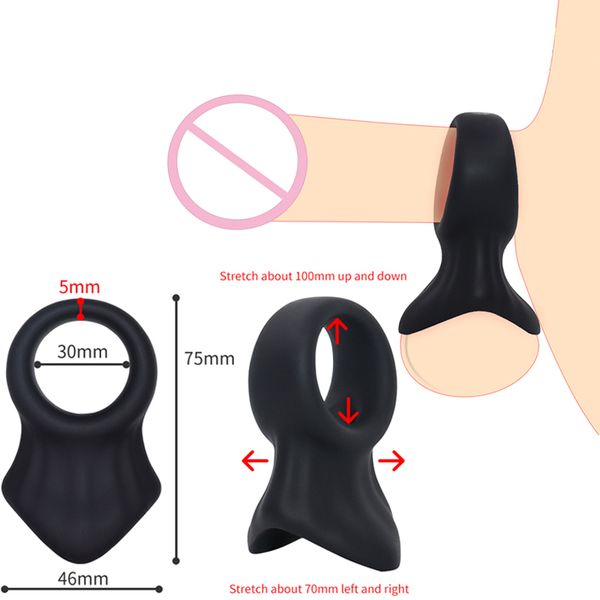 Itens de beleza reutilizável elástico masculino scrotum liga o pênis de silicone Anel de ampliação de brinquedos sexy para homens atraso de e -ejaculação cockring 18