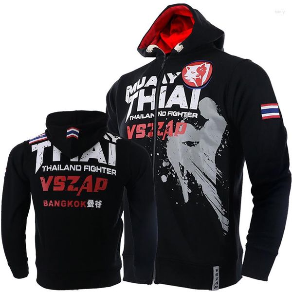 Herren Hoodies 2022 VSZAP Herren MUAY THAI MMA Sweatshirt HerbstWinter Langarm Pullover Lässiger Reißverschluss Druck Kordelzug Hip Hoody