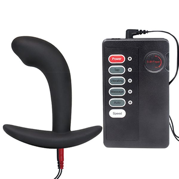 Компания красоты силиконовая анальная заглушка Electro Sexy Sexy Sexy Men Sexy Prostate Massage Coard Power Box Электрическая прикладка маленькие массажер сексуальные игрушки