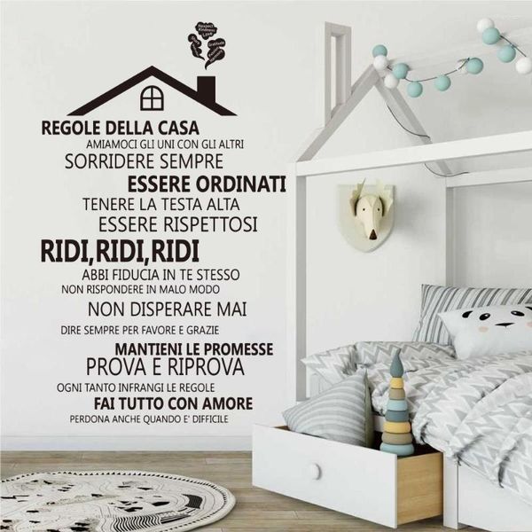 Adesivos de parede grandes casas italianas regras decalque quarto quarto viva risada amor amor citação de adesivo de adesivo