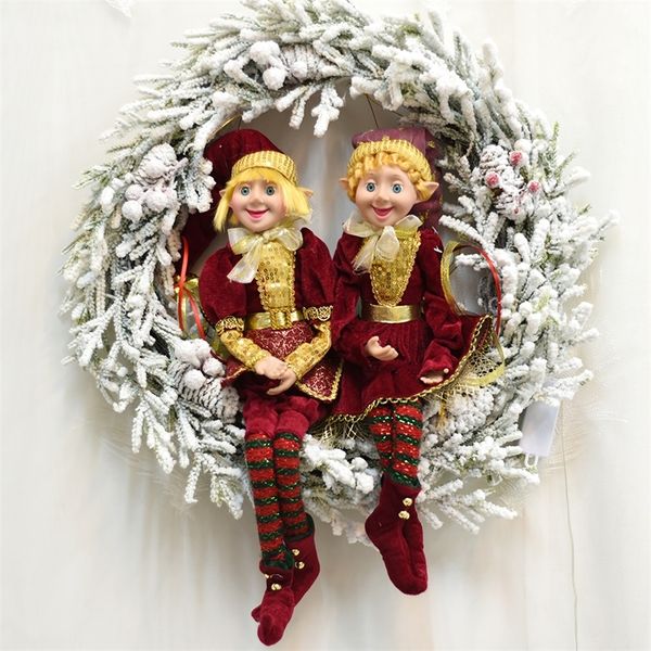 Weihnachtsdekorationen ABXMAS Rote Farbe Weihnachtselfen Plüsch Elf Puppe Weihnachtsdekoration Navidad Jahr Geschenke Baum Hängende Ornamente Kinderspielzeug Niedlich 220921