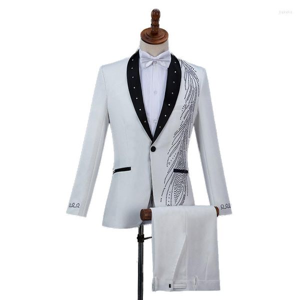 Мужские спортивные костюмы Real Mens Black/White/Red/Blue Atrestone Beading Jacket/Party/Dance/Sing/Stage Performance/Jacket Pants