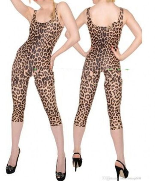 Lycar Spandex unisex Catsuit Costumi Animal leopard Gilet bretelle pantaloncini abiti da fitness per esibizioni sul palco