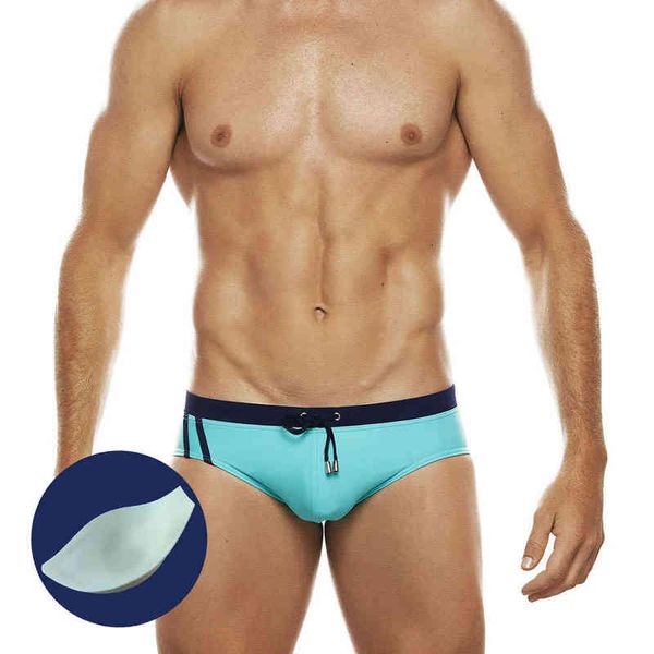 Herren Bademode Neue Mode Einfarbig Badeanzug Männer Strand Sport Badeanzug Mit Push Pad 3D DrieDesional Cup bikini J220913