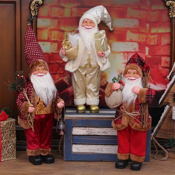 Decorações de Natal Big Papai Noel em pé e boneca sentada Doll Christmas Child Gift Toy Table Decoration for Home Holiday Plush Personagens Decoração de Xmas 220921